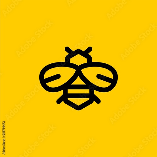 Bee logo design vector. Honeybee abstract symbol. Outline flying insect vector icon.