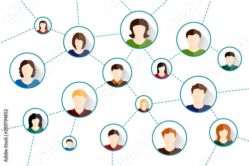 Social media network. Connected people icons. Vector illustration