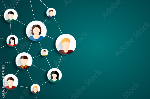 Social media network. Connected people icons. Vector illustration