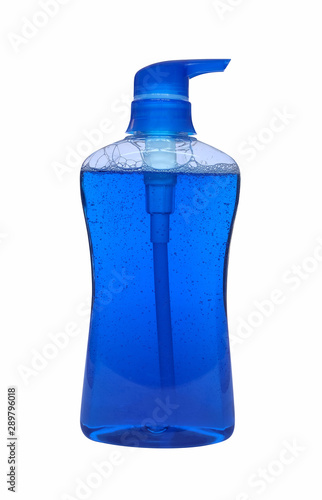 blue shower gel isolated on white background