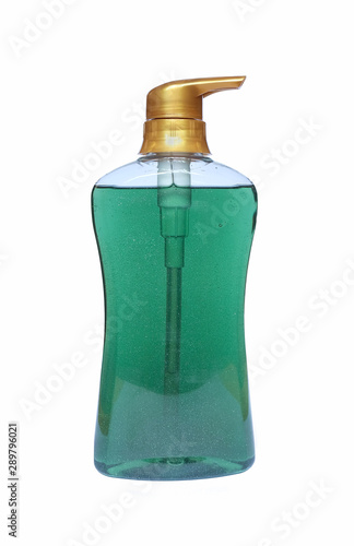 green shower gel isolated on white background