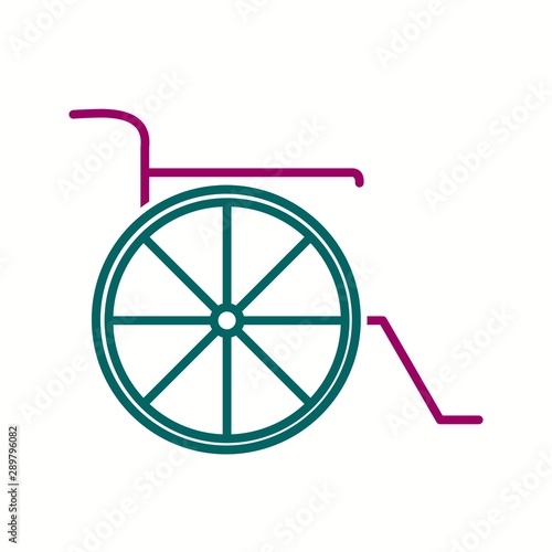 Beautiful wheel chair vector line icon