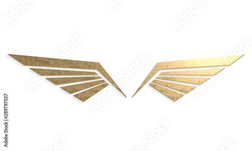 Metal wings symbol 3d rendering
