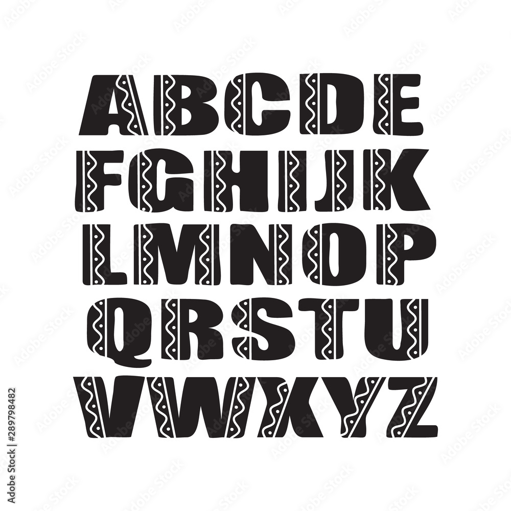 Fototapeta premium Vector artistic font with ornament. Vector alphabet