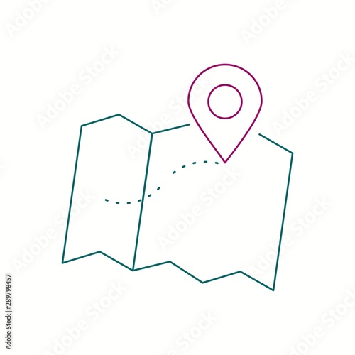 Mark places on map line icon
