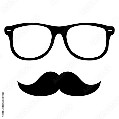 Moustache and sunglasses flat icon symbol. Vector illustration isolated on white background