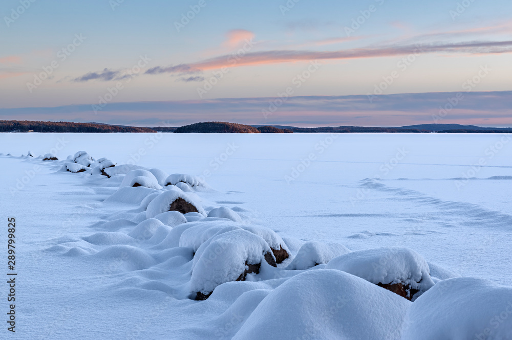 snowy stone pier snowy stone pier