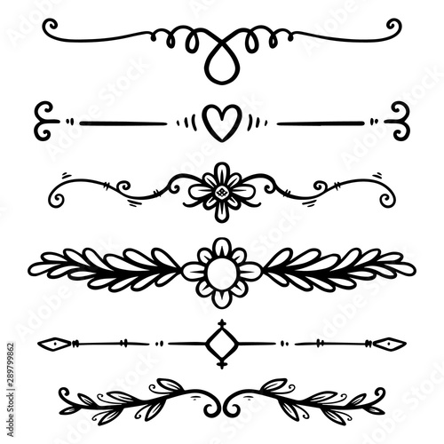 Set of hand drawn text dividers. For poster, card, banner, flyer. Vector illustration