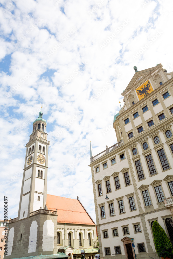City Hall of Augsburg, Bavaria, Germany and the St. Peter Church
