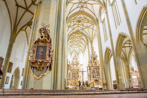 Inside of the St. Ulrich and St. Afra's Abbey Catholic Churc in Augsburg, Bavaria, Germany. Long history monastery and Basilica. This is the Catholic site, there is another Protestant church.