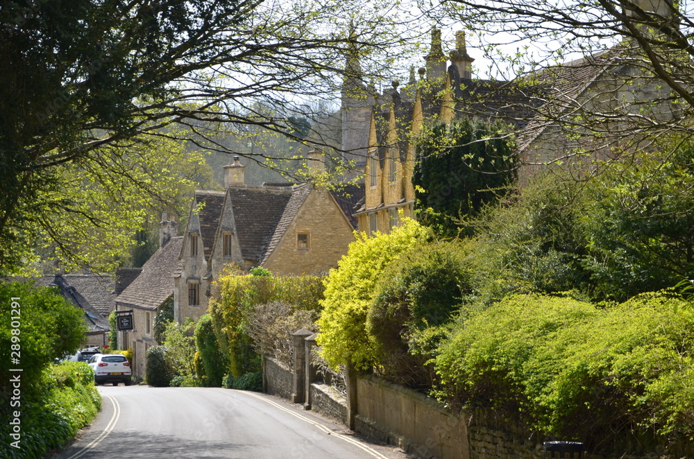 View of an old village named Castle Combe,  England