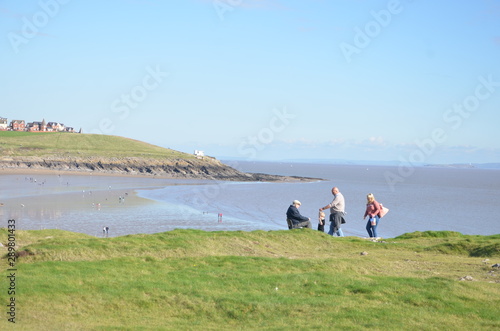 Travelers on the sea cost on Barry island