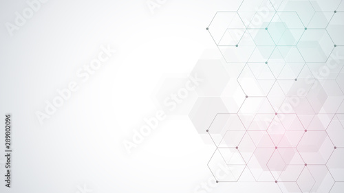 Vector hexagons pattern. Geometric abstract background with simple hexagonal elements. Medical, technology or science design.