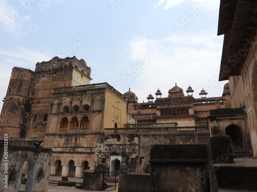 The Jehangir Mahal, Orchha Fort, Religia Hinduism, ancient architecture, Orchha, Madhya Pradesh, India. photo