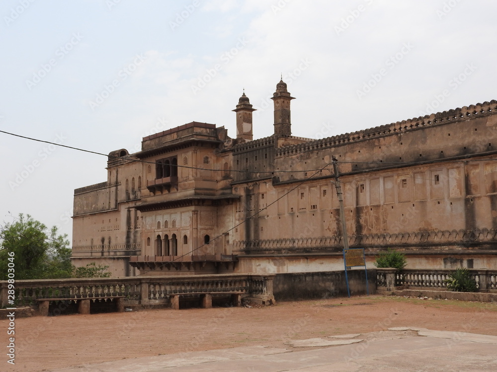 The Jehangir Mahal, Orchha Fort, Religia Hinduism, ancient architecture, Orchha, Madhya Pradesh, India.