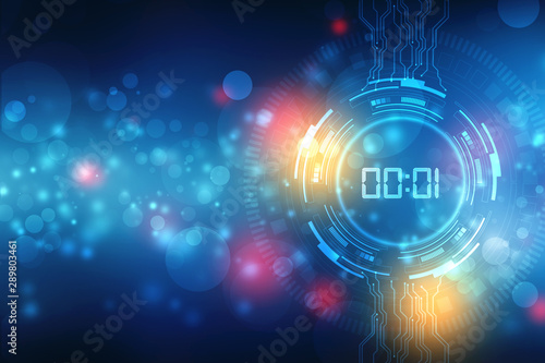 Abstract Futuristic Technology Background with Digital number timer concept and countdown photo