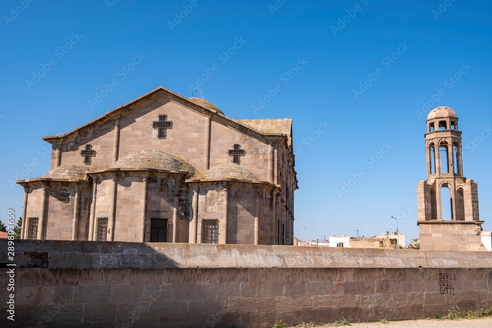 Derinkuyu, Cappadocia. Orthodox Church of Saint Theodoros Trion (Uzumlu Church) built in 1858 in Central Anatolia, Turkey. Derinkuyu, Cappadocia. Orthodox Church of Saint Theodoros Trion (Uzumlu Church) built in 1858 in Central Anatolia, Turkey.