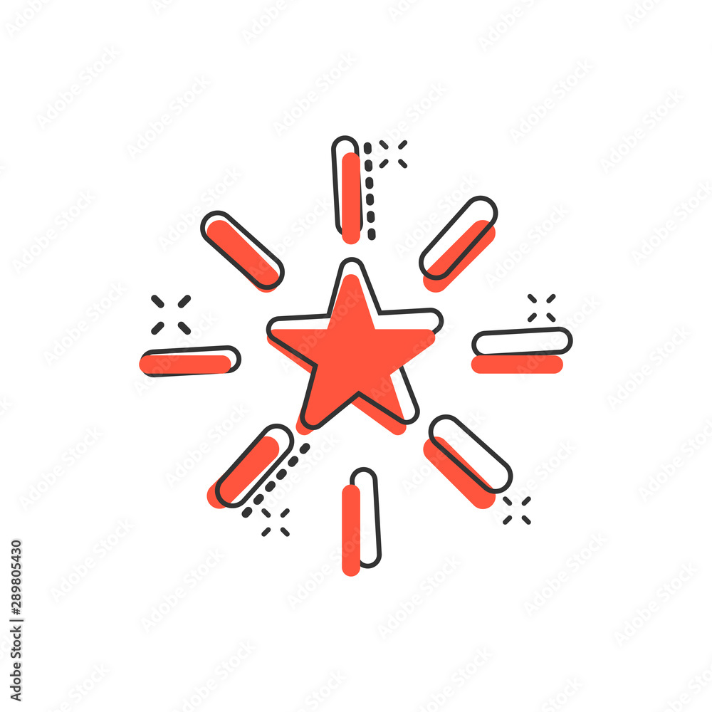 Excellence icon in comic style. Star ribbon vector cartoon illustration on white isolated background. Award medal business concept splash effect. Excellence icon in comic style. Star ribbon vector cartoon illustration on white isolated background. Award medal business concept splash effect.
