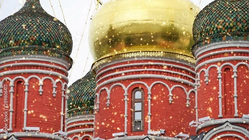 flying golden sparkles by st basils cathedral of christ the savior in moscow