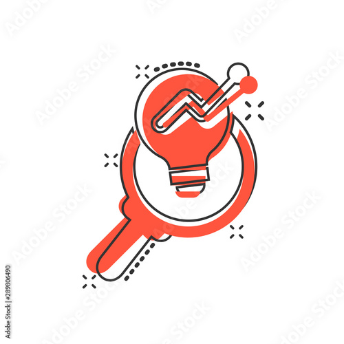 Insight icon in comic style. Bulb vector cartoon illustration on white isolated background. Idea business concept splash effect.