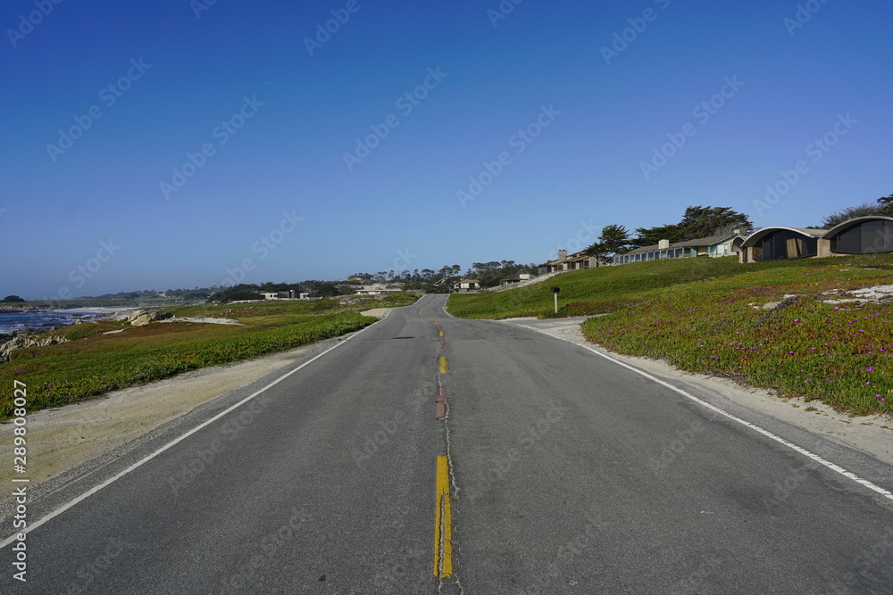 Beautiful coastline scenery and road on Pacific Coast, California, US