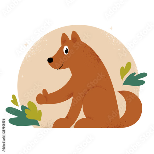 Vector illustration of cute healthy dog smiling and giving thumbs up. Design for Pet Insurance company or vet clinic, consultant. Pet care banner, poster, layout, flyer, landing page, website, advert.