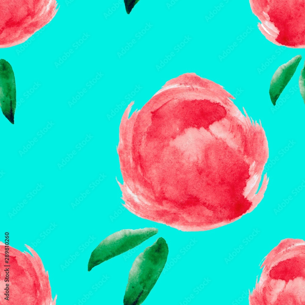 Floral seamless pattern with watercolor red, pink peonies. For backgrounds, textiles, wrapping papers, greeting cards. Flower illustration