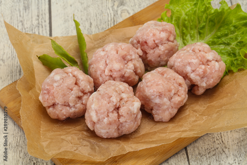 Homemade raw pork minced meatball for cooking Homemade raw pork minced meatball for cooking