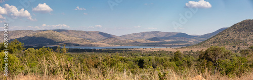 panorama landscape from Pilanesberg National Park, South Africa. Wildlife and nature. African safari photo