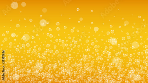 Beer background. Craft lager splash. Oktoberfest foam. pab flyer concept. Shiny pint of ale with realistic white bubbles. Cool liquid drink for Orange mug with beer background.