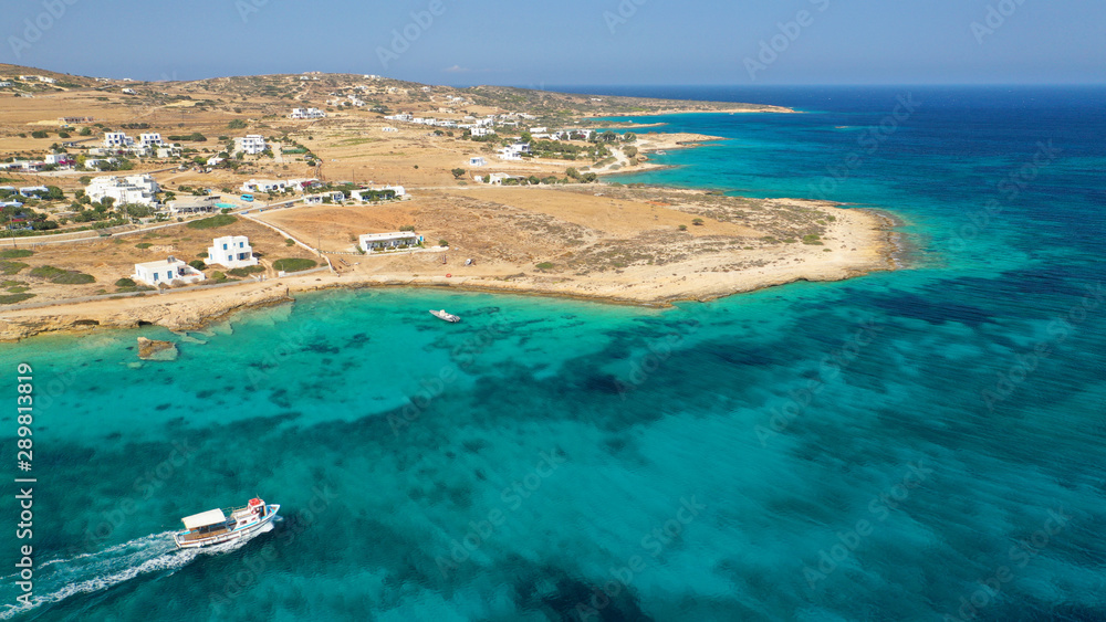 Obraz premium Aerial drone photo of main town and port of Koufonisi island, Small Cyclades, Greece