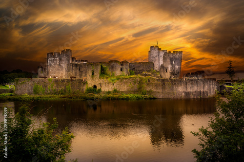 Caerphilly Castle - A Norman castle located in the city of Caerphilly in South Wales.
