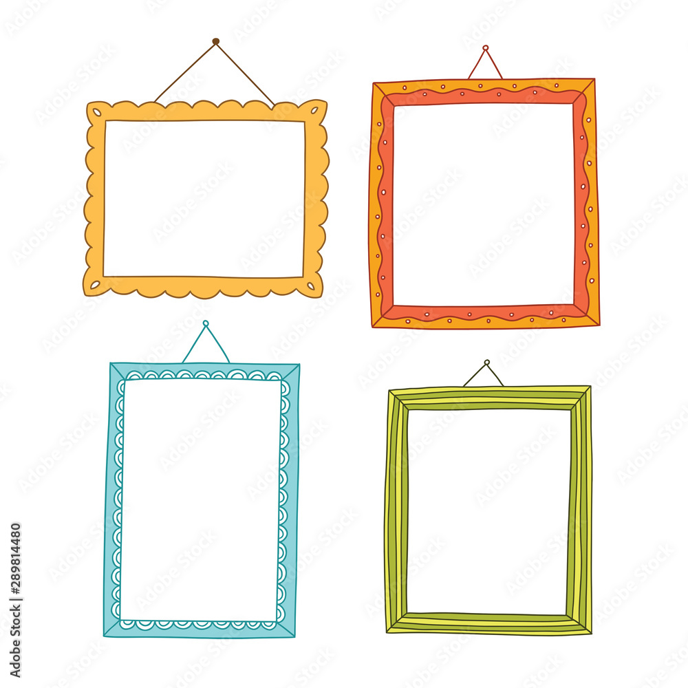 hand drawn cute doodle frame color set Stock Vector Adobe Stock