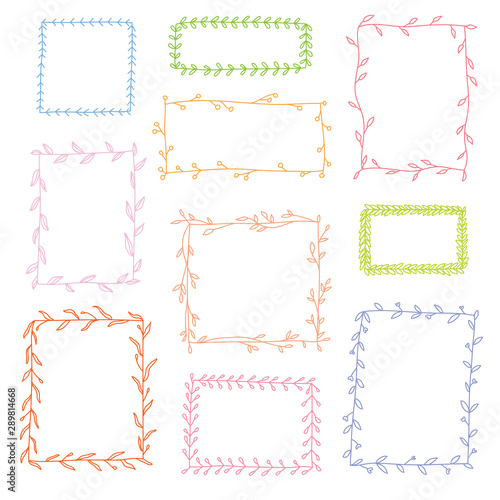 hand drawn cute leaves frame set