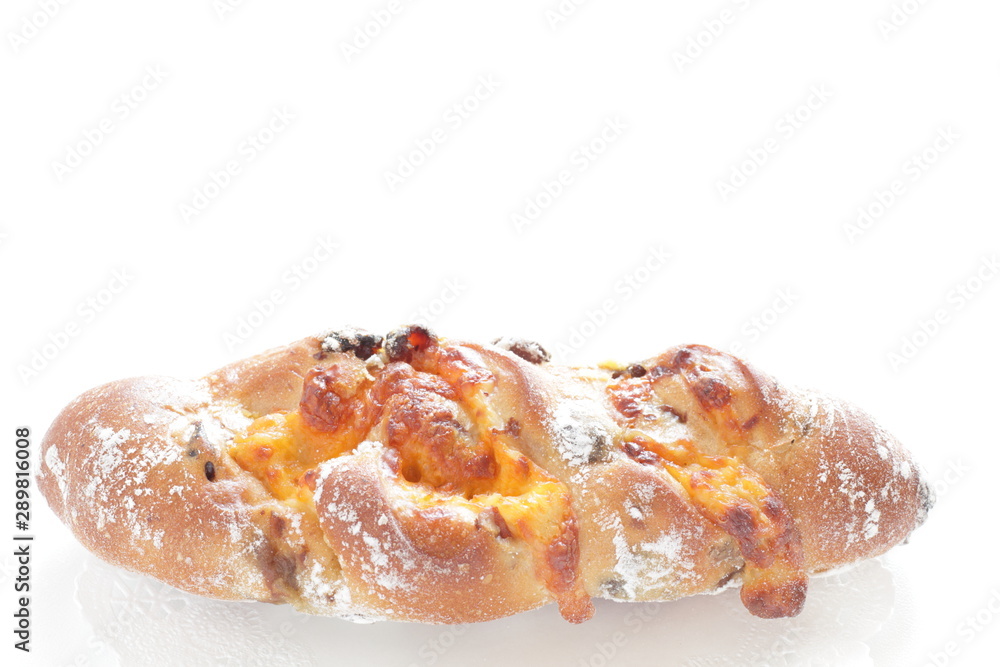 raisin dried fruit French bread on dish for breakfast 