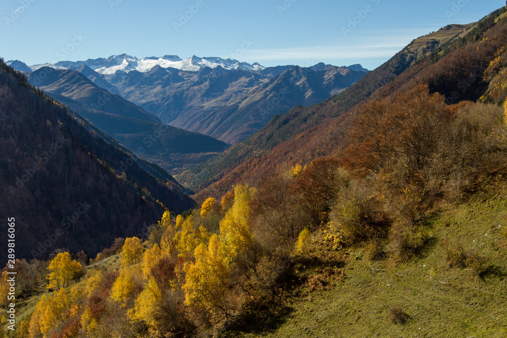 Landscape of the Pyrenees in autumn.