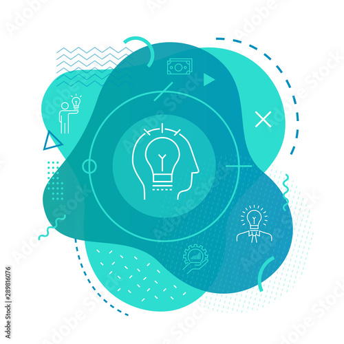 Idea icon background - Business head icon - Editable stroke