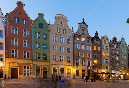 View on illumination of night streets of Gdansk