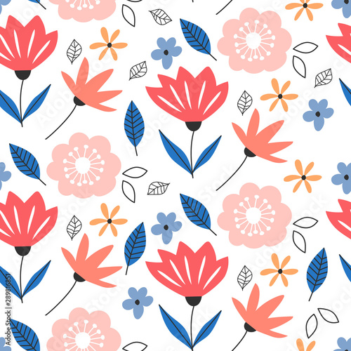 Seamless flower pattern for baby wallpaper design. Vector illustration.