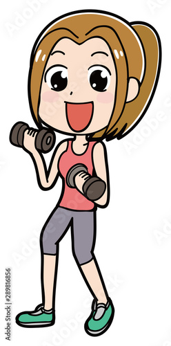 イラスト素材 ダンベル 筋トレ 女性 Stock ベクター Adobe Stock