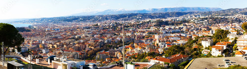 Panoramic view of Nice with apartment buildings