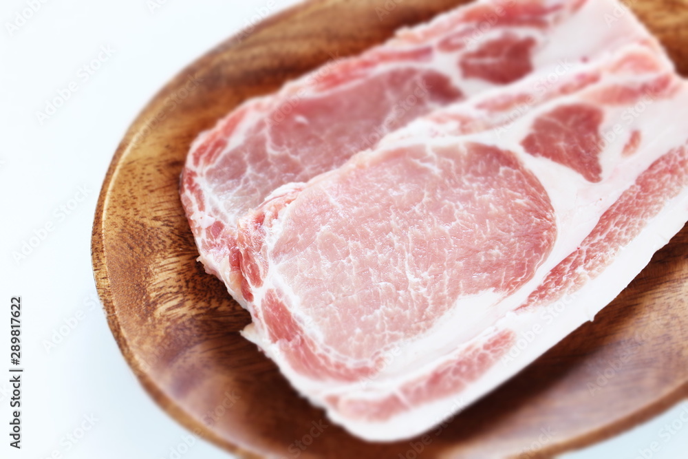 freshness pork steak on wooden plate freshness pork steak on wooden plate
