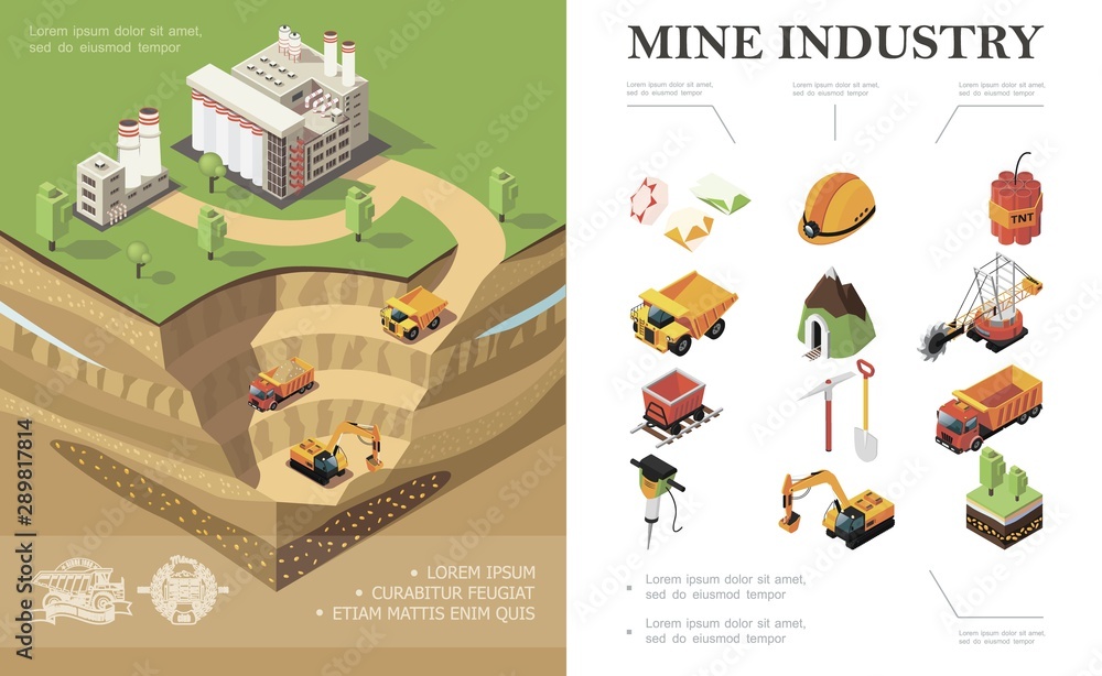 Isometric Mining Industry Concept