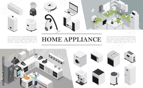 Isometric Home Appliances Composition