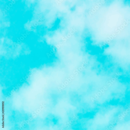 Vector abstract background, design template with copy space. Teal blue sky with soft clouds
