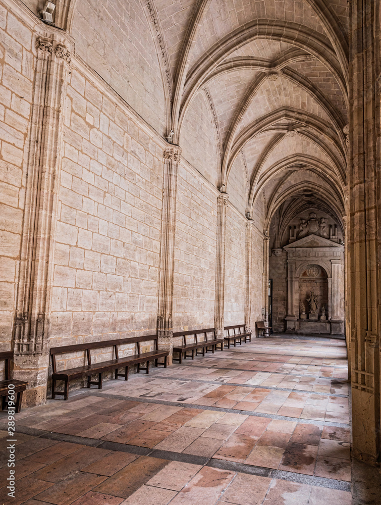 Fototapeta premium Interior of Cathedral of Our Lady of Assumption, Cloister Located on the south side of the cathedral, is the work of Juan Guas, take in Segovia, Spain