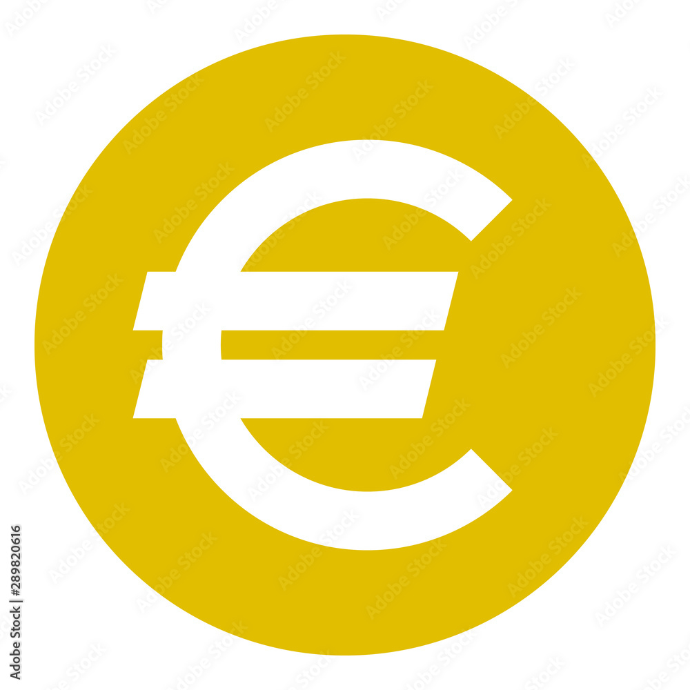Euro currency sign symbol - golden simple inside of circle, isolated - vector Euro currency sign symbol - golden simple inside of circle, isolated - vector