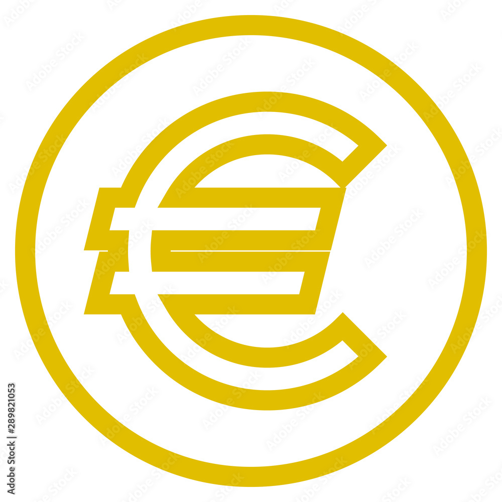 Euro currency sign symbol - golden simple outline inside of circle, isolated - vector Euro currency sign symbol - golden simple outline inside of circle, isolated - vector