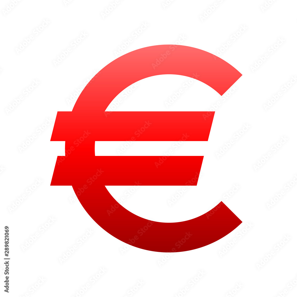 Euro currency sign symbol - red simple gradient, isolated - vector Euro currency sign symbol - red simple gradient, isolated - vector