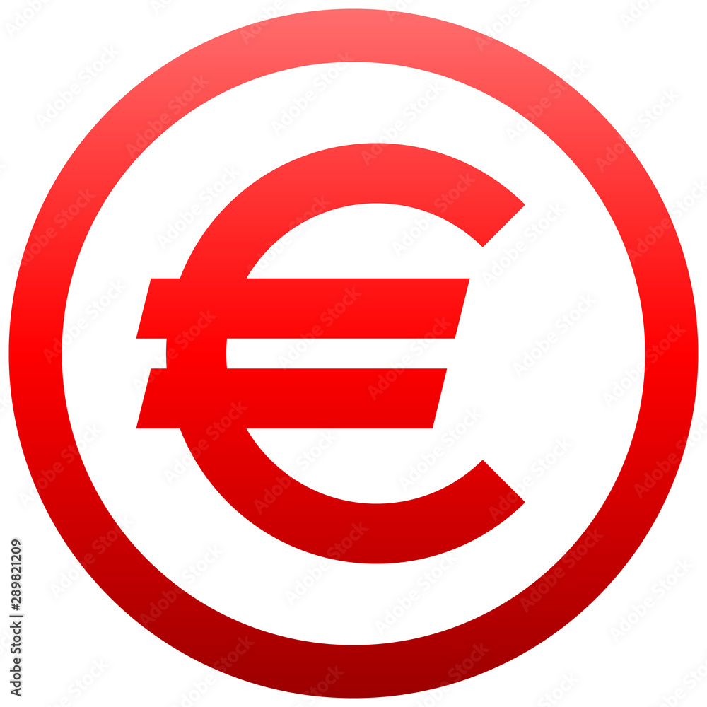Euro currency sign symbol - red simple gradient inside of circle, isolated - vector Euro currency sign symbol - red simple gradient inside of circle, isolated - vector